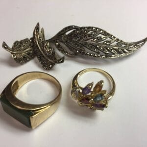 Gold Rings And Gold Brooch